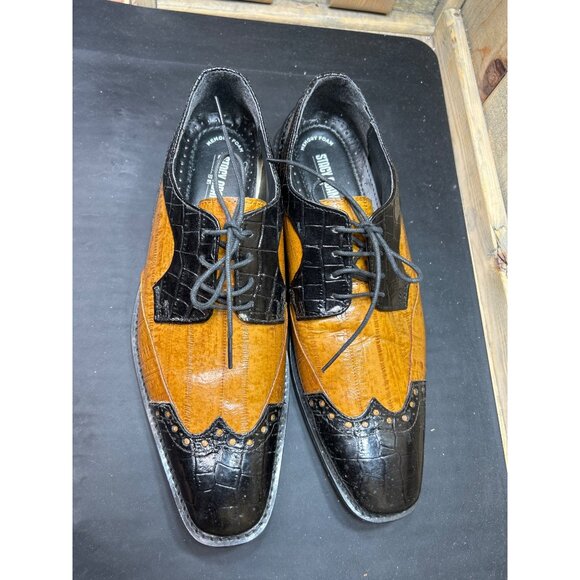 Stacy Adams Mens Dress Shoes Size 8.5 Brown & Black Crocodile Pattern Leather - Picture 3 of 10